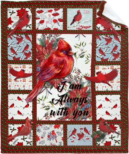 I'm Always with You Northern Cardinal Cozy Quilt for Bed Sofa