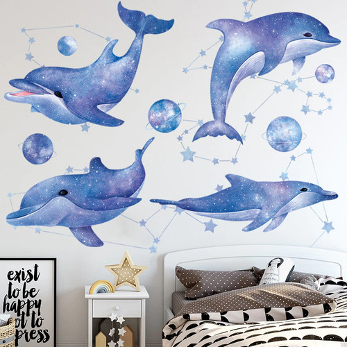 Dolphin Galaxy Wall stickers for Living room Kids Bedroom Decor