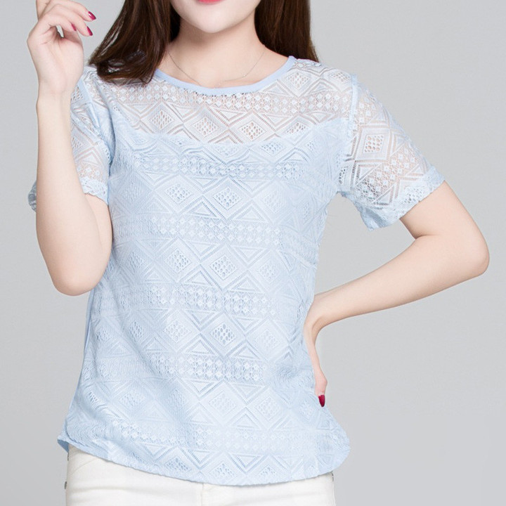 New Women Clothing Chiffon Blouse Lace Crochet Female Korean Shirts Elegant Ladies Blusas Tops Shirt White Blouses slim fit Tops