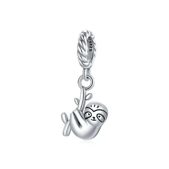 bamoer Animal Authentic 925 Sterling Silver Cute Little Sloth Charm fit Women Bracelet & Necklaces DIY Jewelry Making SCX124