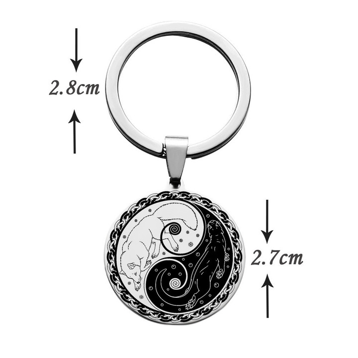Yin Yang Fox and Otter Keychain High Quality Stainless Steel Jewelry Best Christmas Gift For Men Accept Drop Shipping YP6684