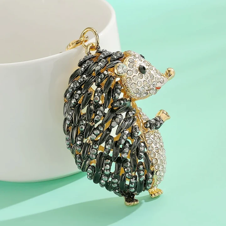 Cute Crystal Hedgehog Key Ring Charm Rhinestone Keychain Cute Animal Gift Jewelry Accessories Christmas Gift