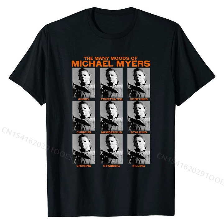 Halloween Many Moods of Michael Myers T-Shirt Slim Fit T Shirts Tops Shirt for Men Oversized Cotton Summer Tshirts