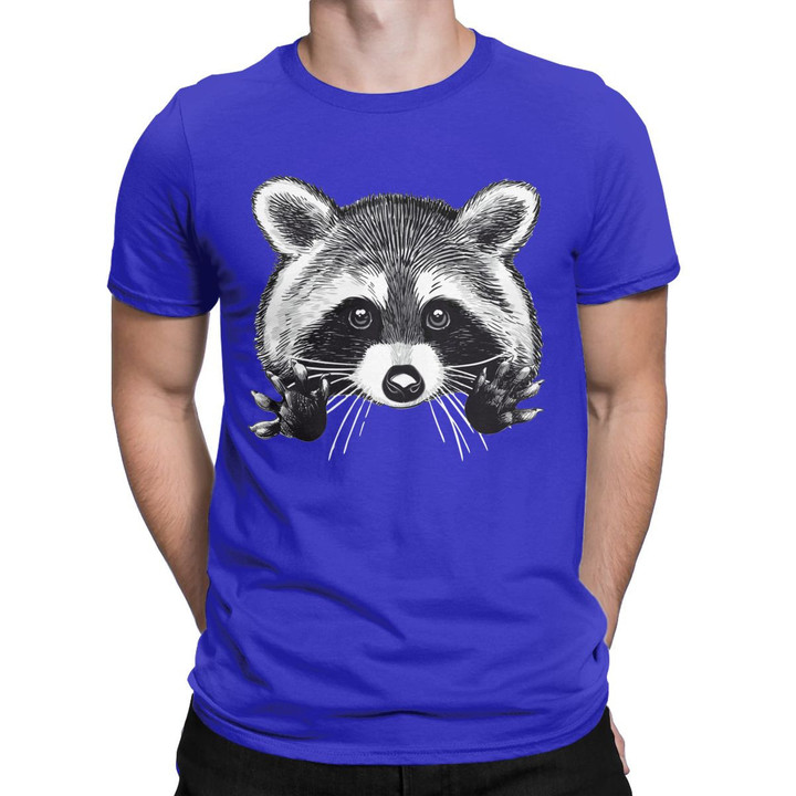 Little Raccoon Buddy T-Shirts Men Crewneck Pure Cotton T Shirts Short Sleeve Tee Shirt Plus Size