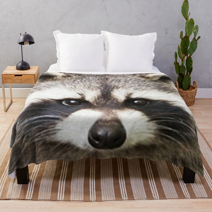 Raccoon Face Throw Blanket