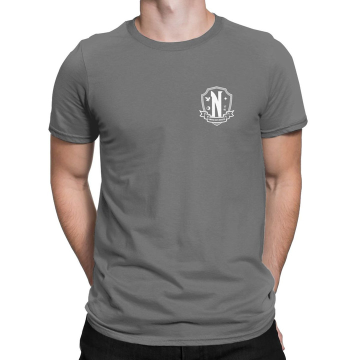 Wednesday Nevermore Academy Crest Logo T Shirt for Men