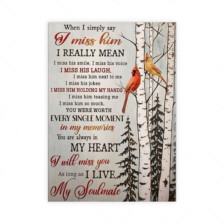Cardinal Canvas poster I miss my soulmate Canvas poster wall art