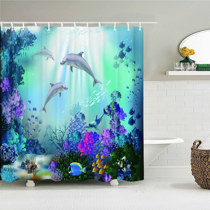 Sea Ocean Dolphin Shower Curtain