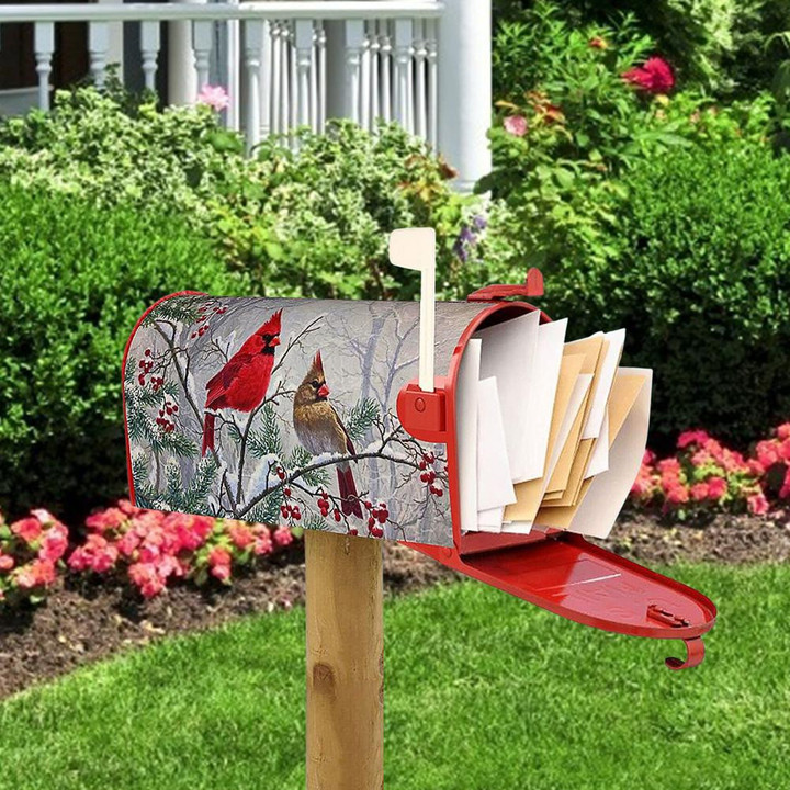 Winter Cardinals Bird Mailbox Magnetic Cover
