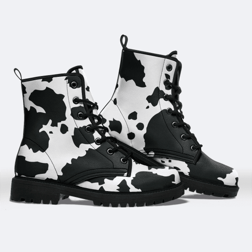 Cow pattern print boots