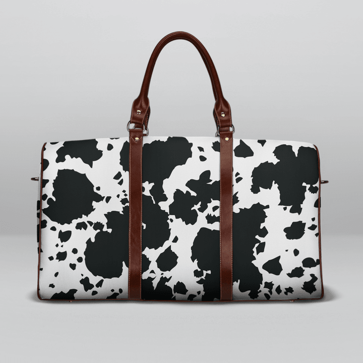 cow pattern print travel bag