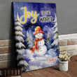 Joy To the World Christmas Snowman Faith Vertical Canvas