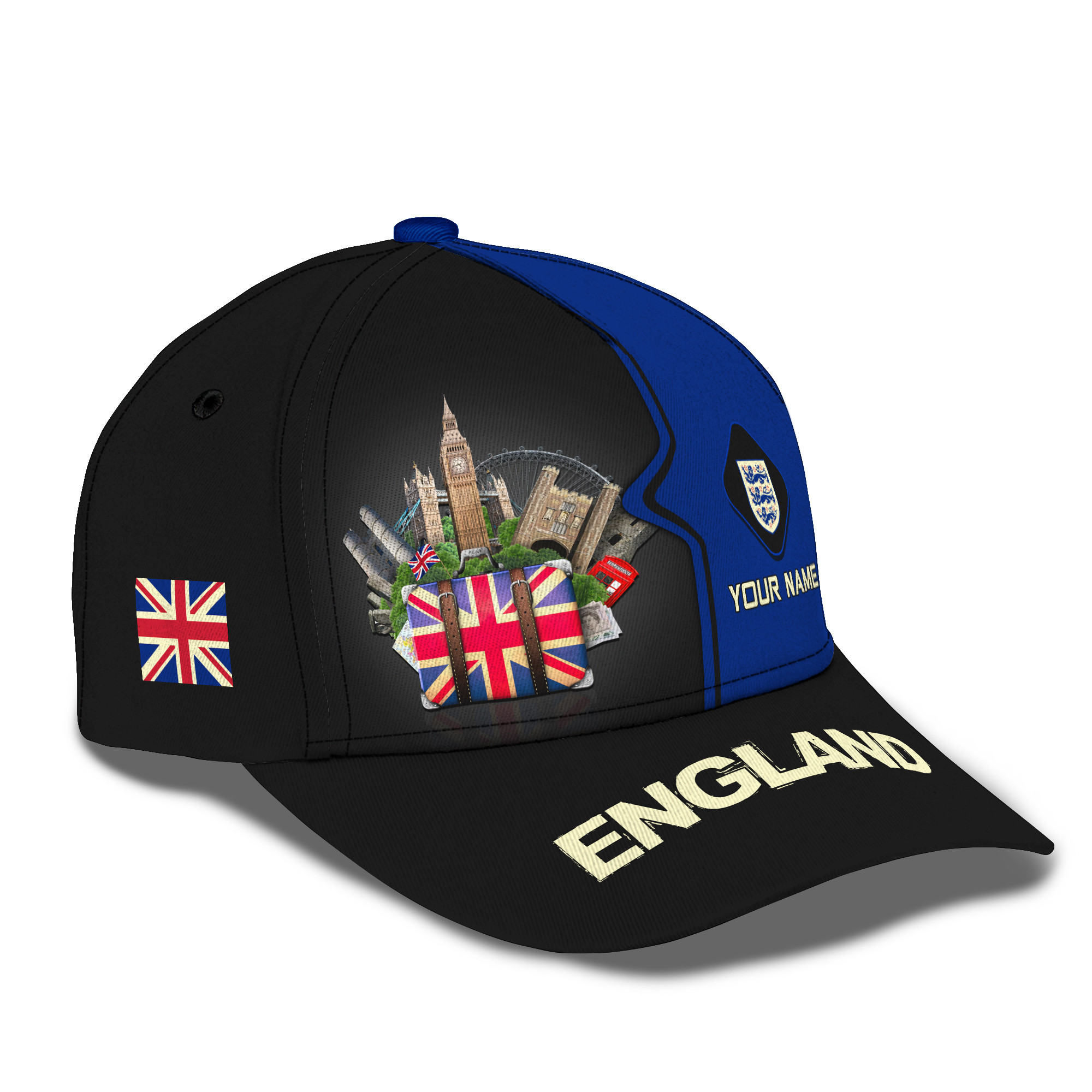 England Custom Name 3D Classic Cap UK Travel Personalized Gift For England Lovers