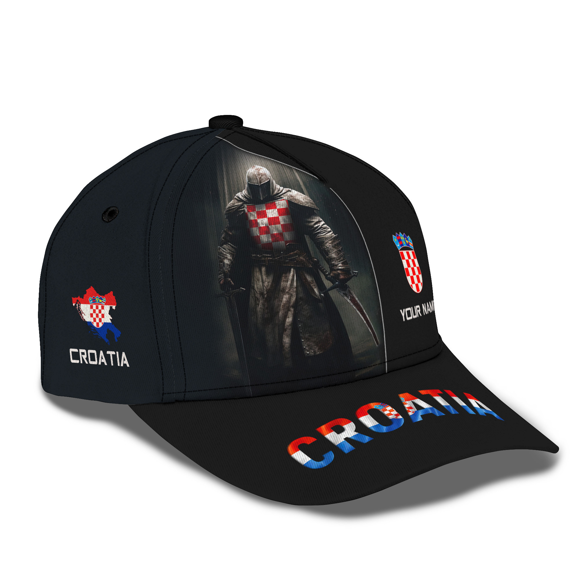 Croatia Knight Personalized Name 3D Croatia Classic Cap Custom Gift For Croatia Lovers