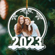 Personalized Snow Globe Shaped Acrylic Ornament for Christmas Decor, Custom Photo Family 2023 Christmas Ornament