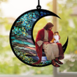 Shetland Sheepdog And Jesus Sitting On The Moon Hanging Suncatcher Ornament Sheltie Gift Christmas Gift For Dog Lovers