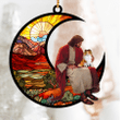 Shetland Sheepdog And Jesus Sitting On The Moon Hanging Suncatcher Ornament Sheltie Gift Christmas Gift For Dog Lovers