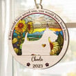 Personalized Memorial Scottish Terrier Suncatcher Ornament, Custom Dog Name Wood Ornament, Flowers Acrylic Background
