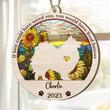 Personalized Memorial Japanese Spitz Suncatcher Ornament, Custom Dog Name Wood Ornament, Flowers Acrylic Background