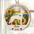 Personalized Memorial Great Dane Suncatcher Ornament, Custom Dog Name Wood Ornament, Flowers Acrylic Background