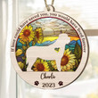 Personalized Memorial English Mastiff Suncatcher Ornament, Custom Dog Name Wood Ornament, Flowers Acrylic Background