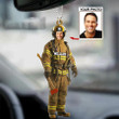 Personalized Photo Firefighter Car Hanging Ornament, Customized Car Ornament Gift For Firefighter Hero