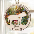 Personalized Memorial Bull Mastiff Suncatcher Ornament, Custom Dog Name Wood Ornament, Flowers Acrylic Background