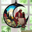 Newfoundland And Jesus Sitting On The Moon Hanging Suncatcher Ornament Dog Gift Christmas Gift For Pet Lovers