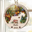 Personalized Memorial Schnauzer Suncatcher Ornament, Custom Dog Name Wood Ornament, Flowers Acrylic Background