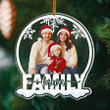 Custom Photo Family Forever Christmas Ornament for Christmas Decor, Snow Globe Shaped Acrylic Ornament for Christmas