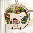 Personalized Memorial Central Asian Shepherd Suncatcher Ornament, Custom Dog Name Wood Ornament, Flowers Acrylic Background