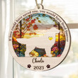 Personalized Memorial Golden Retriever Suncatcher Ornament, Custom Dog Name Wood Ornament, Flowers Acrylic Background