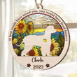 Personalized Memorial Irish Water Spaniel Suncatcher Ornament, Custom Dog Name Wood Ornament, Flowers Acrylic Background