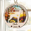 Personalized Memorial Vizsla Suncatcher Ornament, Custom Dog Name Wood Ornament, Flowers Acrylic Background