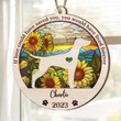 Personalized Memorial Vizsla Suncatcher Ornament, Custom Dog Name Wood Ornament, Flowers Acrylic Background