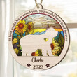 Personalized Memorial Old English Sheepdog Suncatcher Ornament, Custom Dog Name Wood Ornament, Flowers Acrylic Background