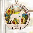 Personalized Memorial Pointer Suncatcher Ornament, Custom Dog Name Wood Ornament, Flowers Acrylic Background