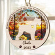 Personalized Memorial Miniature Schnauzer Suncatcher Ornament, Custom Dog Name Wood Ornament, Flowers Acrylic Background
