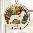 Personalized Memorial Retrievers Suncatcher Ornament, Custom Dog Name Wood Ornament, Flowers Acrylic Background