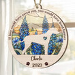 Personalized Memorial Rhodesian Ridgeback Suncatcher Ornament, Custom Dog Name Wood Ornament, Flowers Acrylic Background