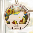 Personalized Memorial Sheltie Suncatcher Ornament, Custom Dog Name Wood Ornament, Flowers Acrylic Background