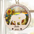 Personalized Memorial English Bulldog Suncatcher Ornament, Custom Dog Name Wood Ornament, Flowers Acrylic Background