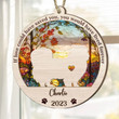 Personalized Memorial Pekingese Suncatcher Ornament, Custom Dog Name Wood Ornament, Flowers Acrylic Background