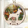Personalized Memorial Chihuahua Suncatcher Ornament, Custom Dog Name Wood Ornament, Flowers Acrylic Background