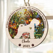 Personalized Memorial Wheaten Terrier Suncatcher Ornament, Custom Dog Name Wood Ornament, Flowers Acrylic Background