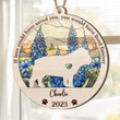 Personalized Memorial Bulldog Suncatcher Ornament, Custom Dog Name Wood Ornament, Flowers Acrylic Background