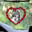 Personalized Skull Couple With Rose Car Ornament, Custom Couple Name Ornament, Gift For Couple, Skull Lovers