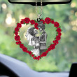 Personalized Skull Couple With Rose Car Ornament, Custom Couple Name Ornament, Gift For Couple, Skull Lovers