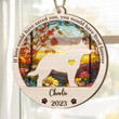 Personalized Memorial Australian Cattle Suncatcher Ornament, Custom Dog Name Wood Ornament, Flowers Acrylic Background