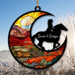 Personalized Gift for Mom, Girl Riding Horse Suncatcher Ornament, Custom Girl and Horse Name Ornament
